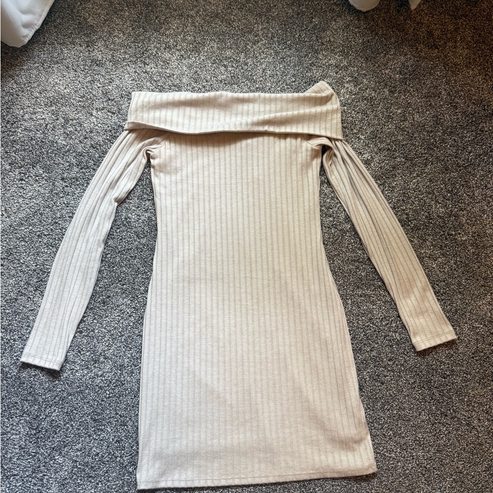 Off-Shoulder Ribbed Dress